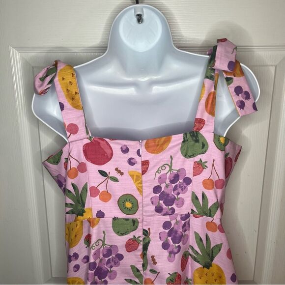 Modcloth Fresh Squeeze Midi Dress Pink Bow 100% Cotton Sundress 10AU 6 US NWT - Picture 8 of 13